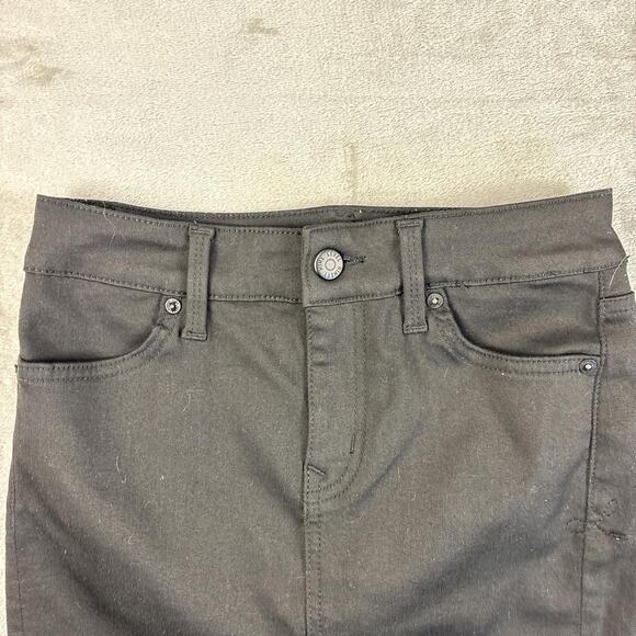 Level 99 Black Denim Mini Skirt Raw Hem Distressed Stretch Women’s 24 - Picture 7 of 7